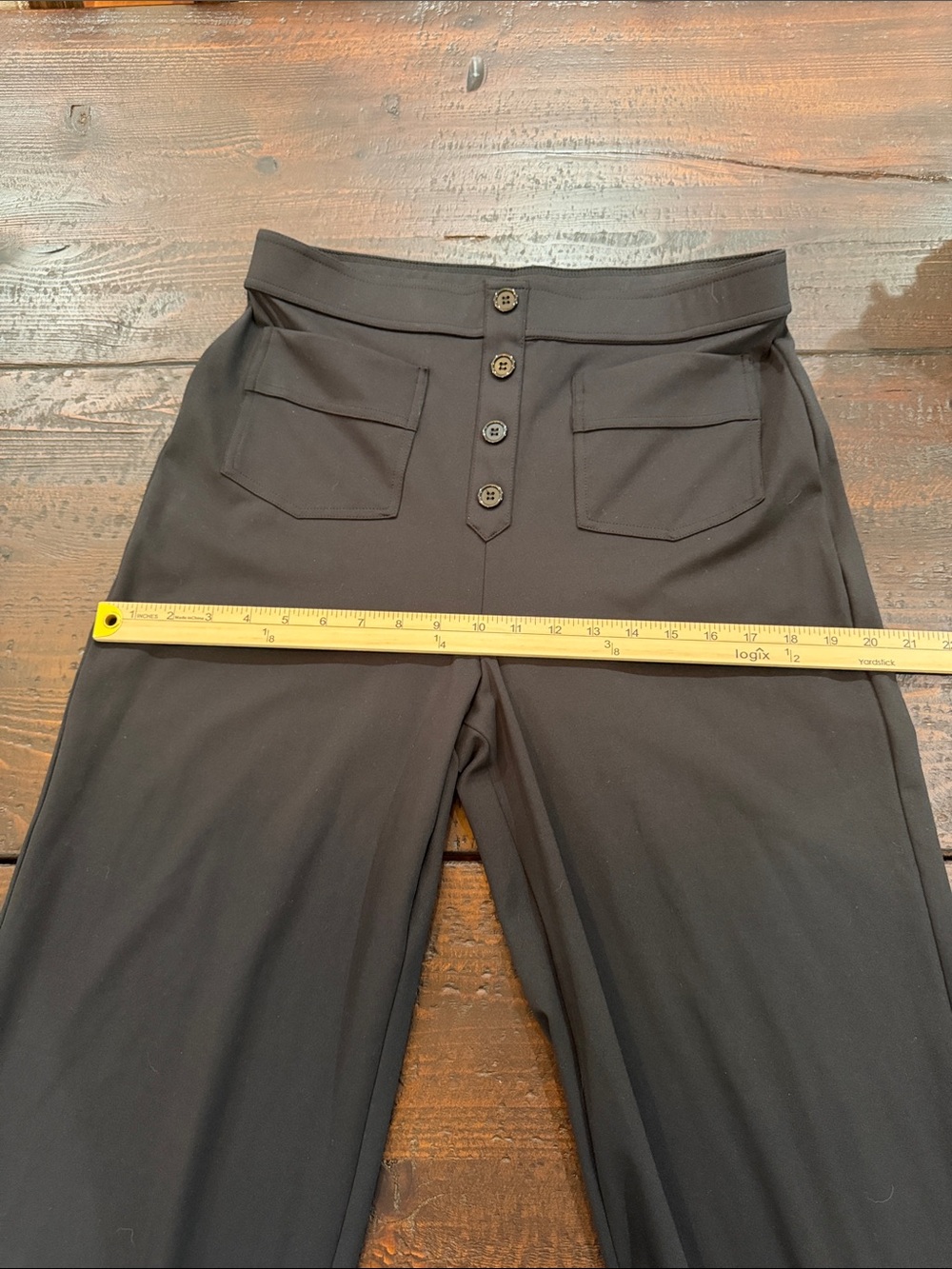 Halara Black Wide Leg Casual Pants Large Tall High Waisted Button Detail Comfort - Picture 11 of 13